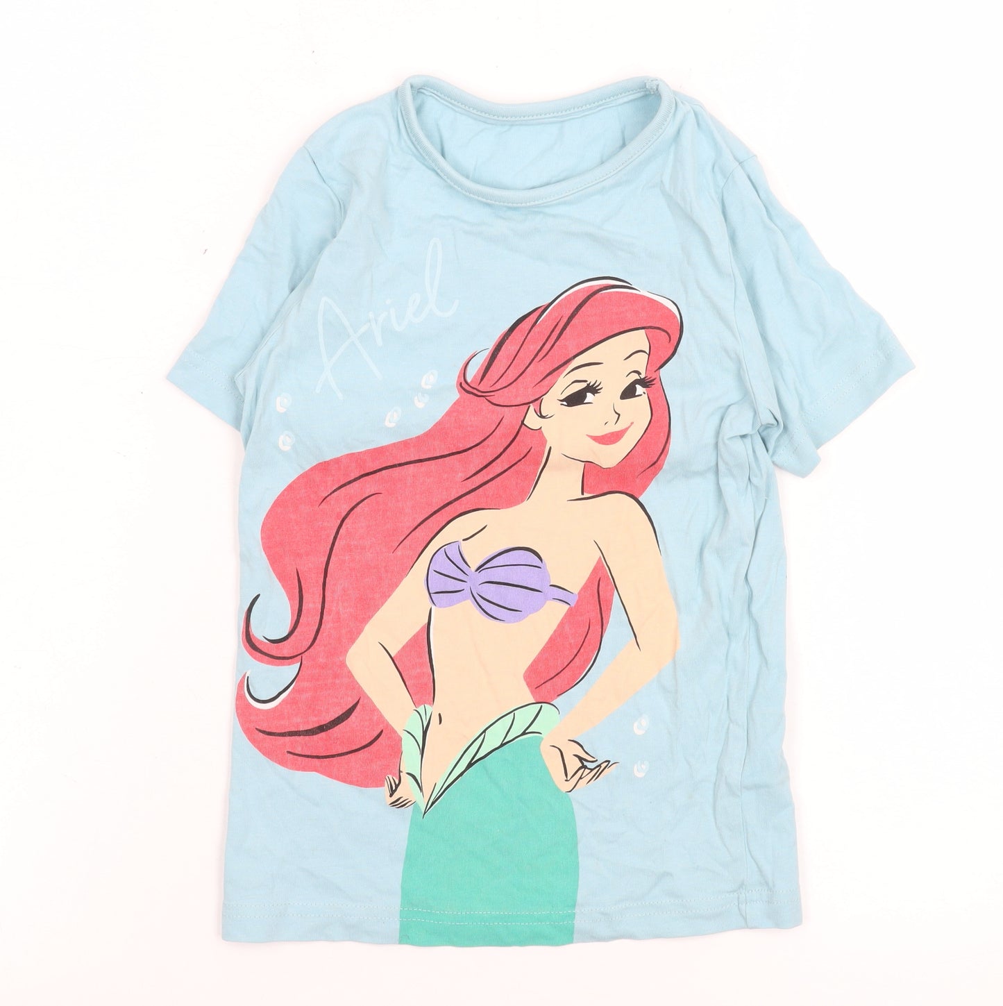 George Disney Princess Ariel Girls Blue Cotton T-Shirt 5-6 Years