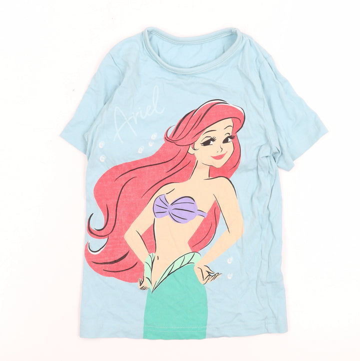 George Disney Princess Ariel Girls Blue Cotton T-Shirt 5-6 Years