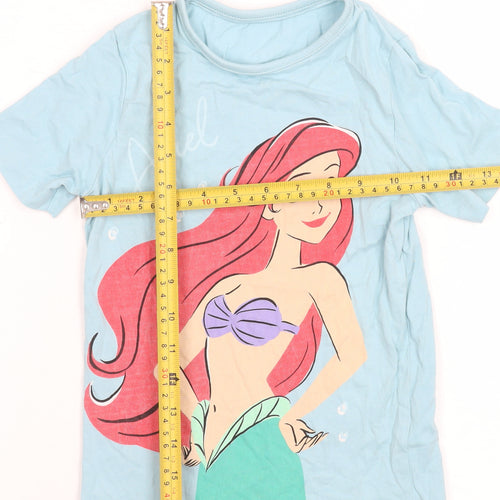 George Disney Princess Ariel Girls Blue Cotton T-Shirt 5-6 Years