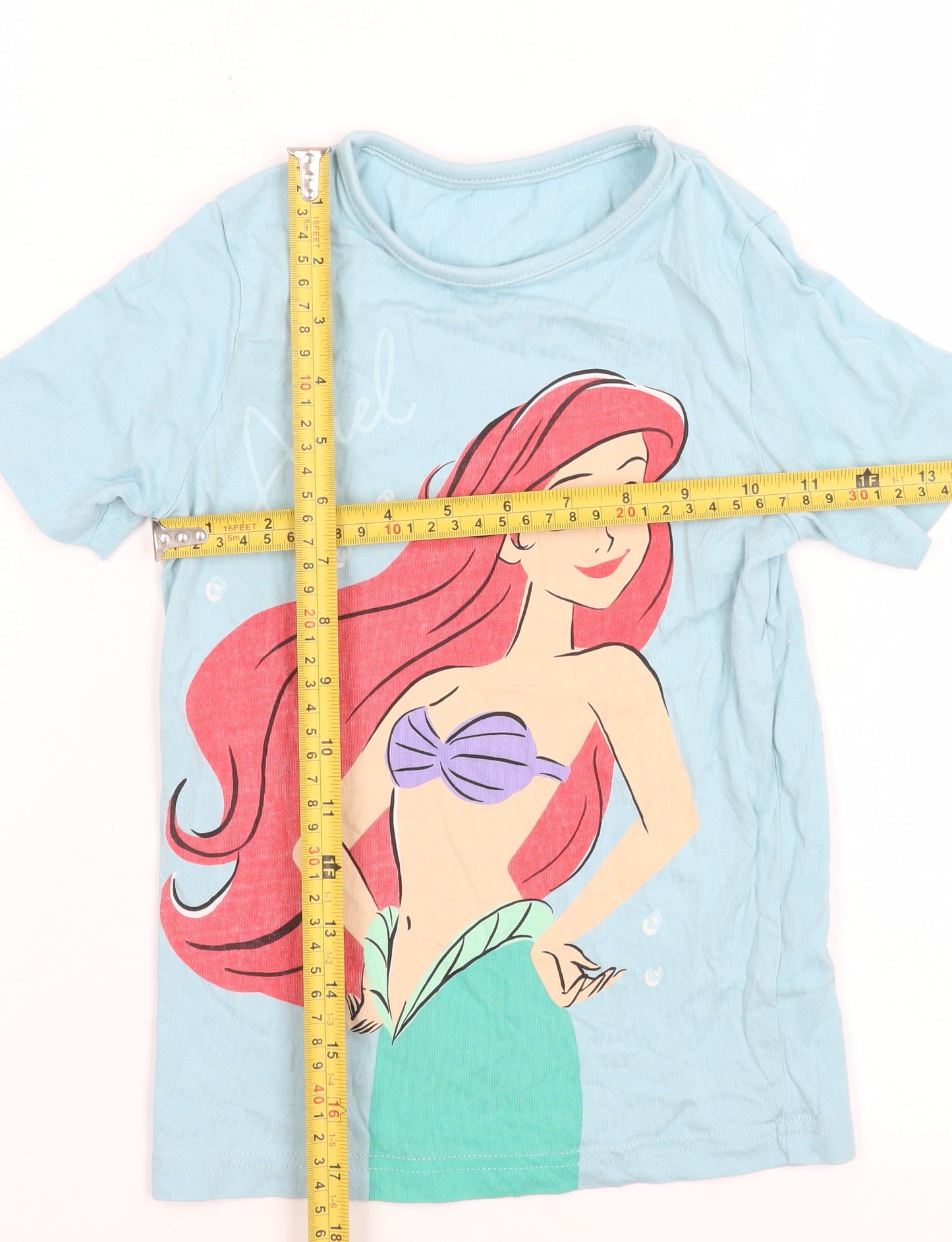George Disney Princess Ariel Girls Blue Cotton T-Shirt 5-6 Years