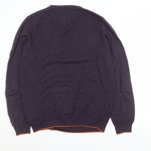 Simon Carter Men's Purple Cotton Cashmere Crew Neck Jumper Size M
