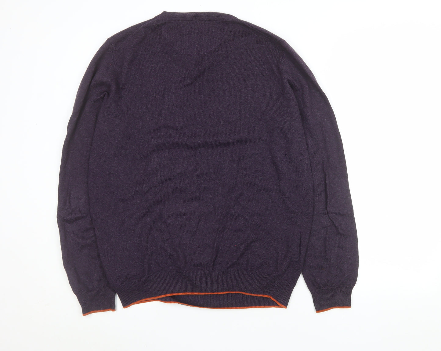Simon Carter Men's Purple Cotton Cashmere Crew Neck Jumper Size M