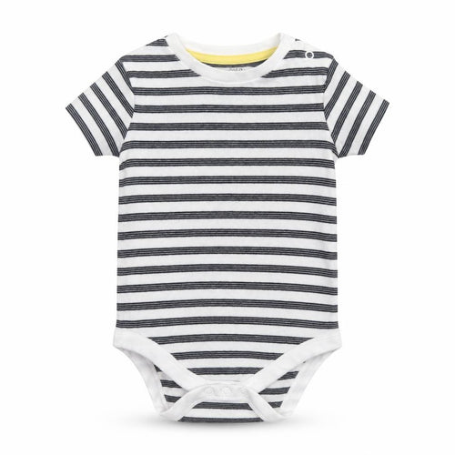 F&F Unisex Baby White Striped Short Sleeve Cotton Babygrow 12-18 Months