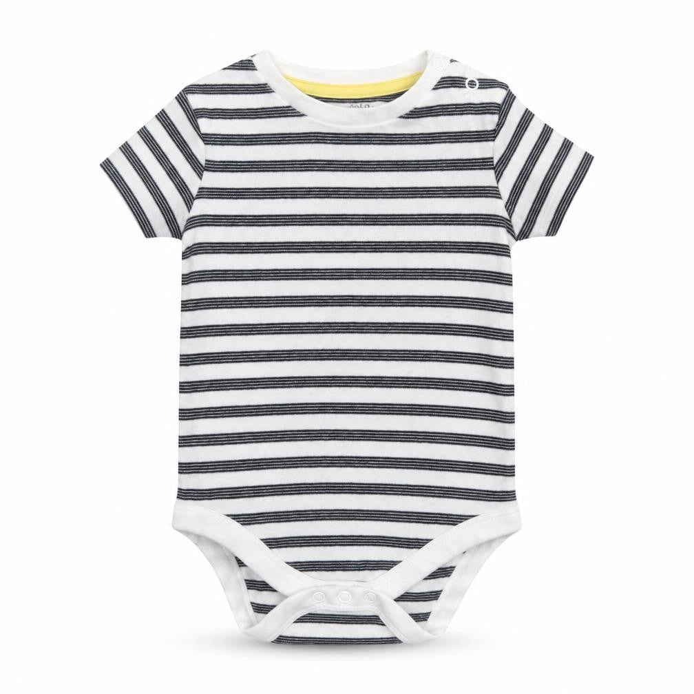 F&F Unisex Baby White Striped Short Sleeve Cotton Babygrow 12-18 Months