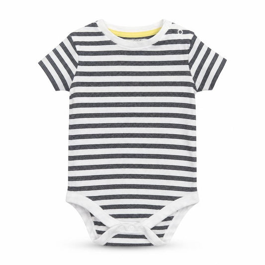 F&F Unisex Baby White Striped Short Sleeve Cotton Babygrow 12-18 Months