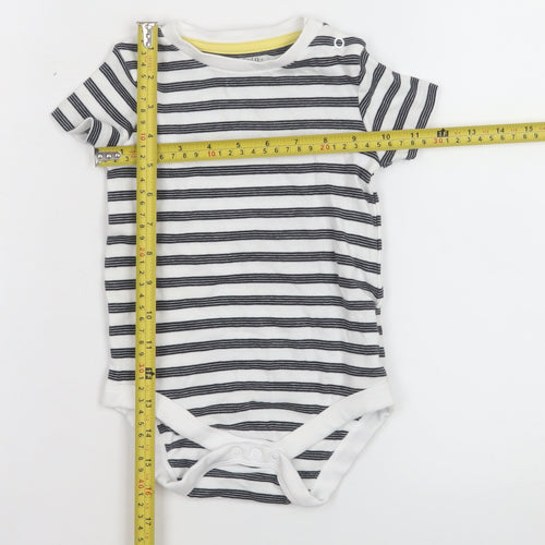 F&F Unisex Baby White Striped Short Sleeve Cotton Babygrow 12-18 Months