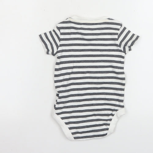 F&F Unisex Baby White Striped Short Sleeve Cotton Babygrow 12-18 Months