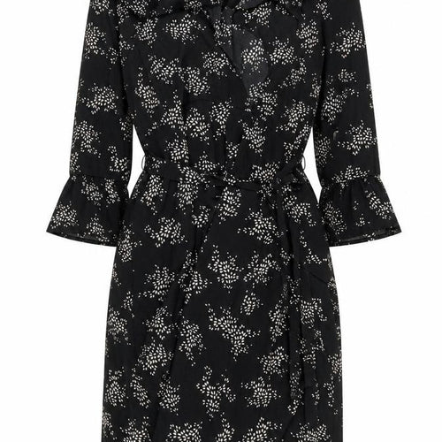 Smashed Lemon Women Black Floral Wrap Knee Length Dress Size 12