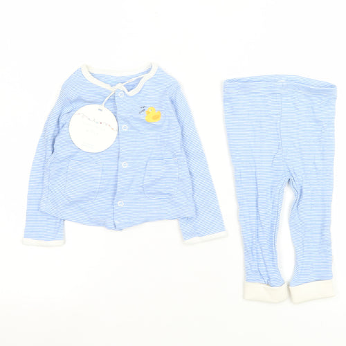 Leigh Tucker Willow Blue Striped Baby Outfit Set 6-9 Months Cotton