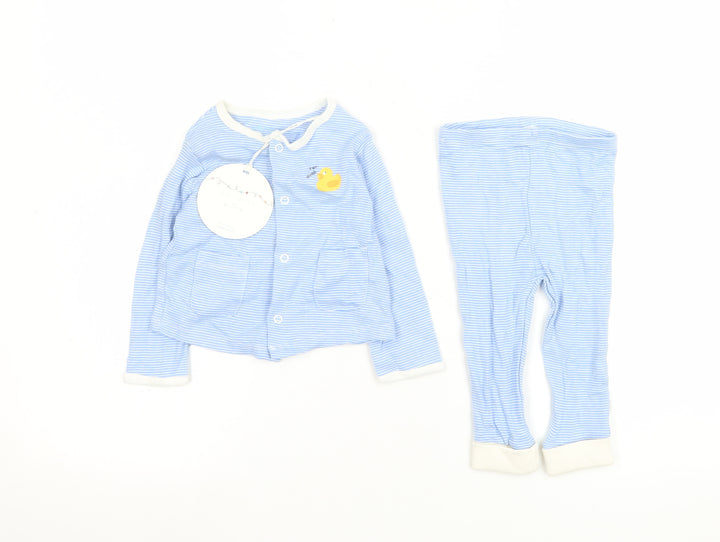 Leigh Tucker Willow Blue Striped Baby Outfit Set 6-9 Months Cotton