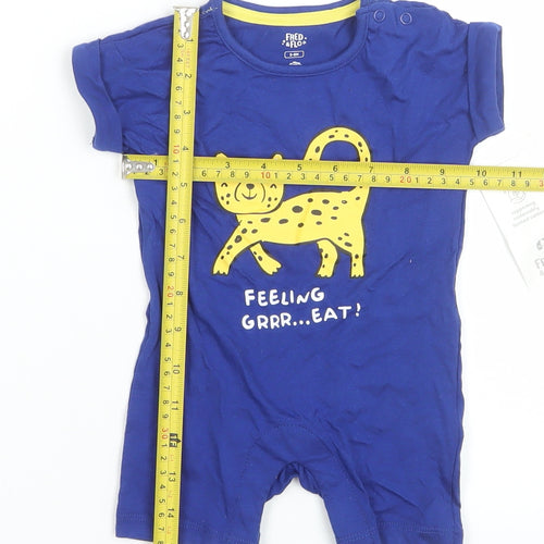 Fred & Flo Unisex Baby Blue & Green Animal Print Romper Set 3-6 Months Cotton
