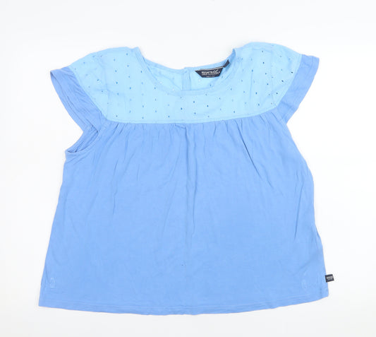 Regatta Women's Blue Tunic Style Blouse UK 16 Short Sleeve Viscose