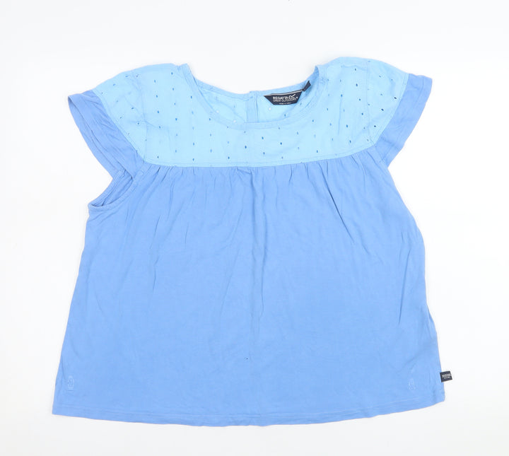 Regatta Women's Blue Tunic Style Blouse UK 16 Short Sleeve Viscose