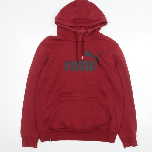Puma Men's Red Pullover Hoodie Size M Graphic Logo Sportswear