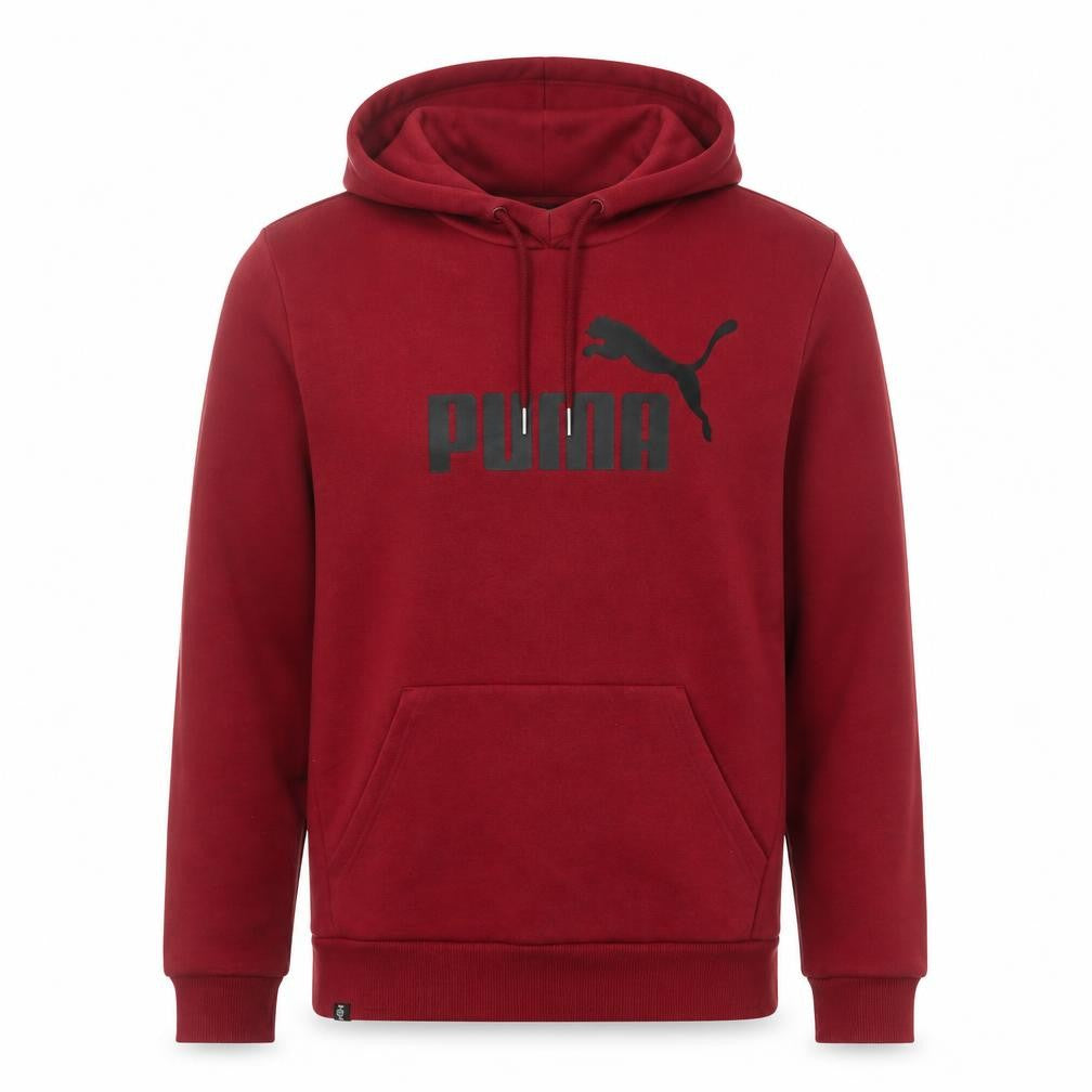 Front view of Puma Men's Red Pullover Hoodie, size M, Graphic Logo Sportswear