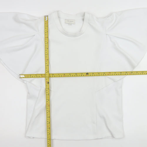 Ted Baker Women White M Flutter Sleeve Blouse