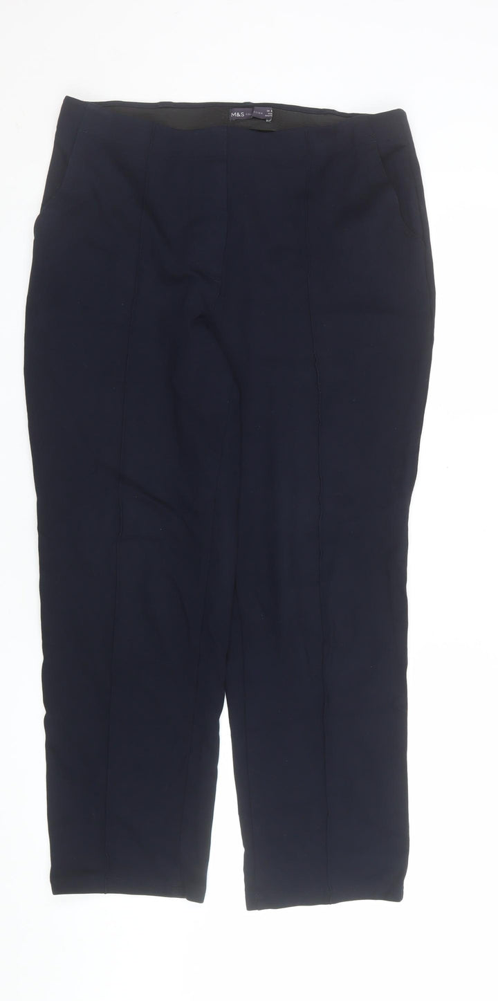 Marks and Spencer Women Black Slim Ankle Trousers Size 14