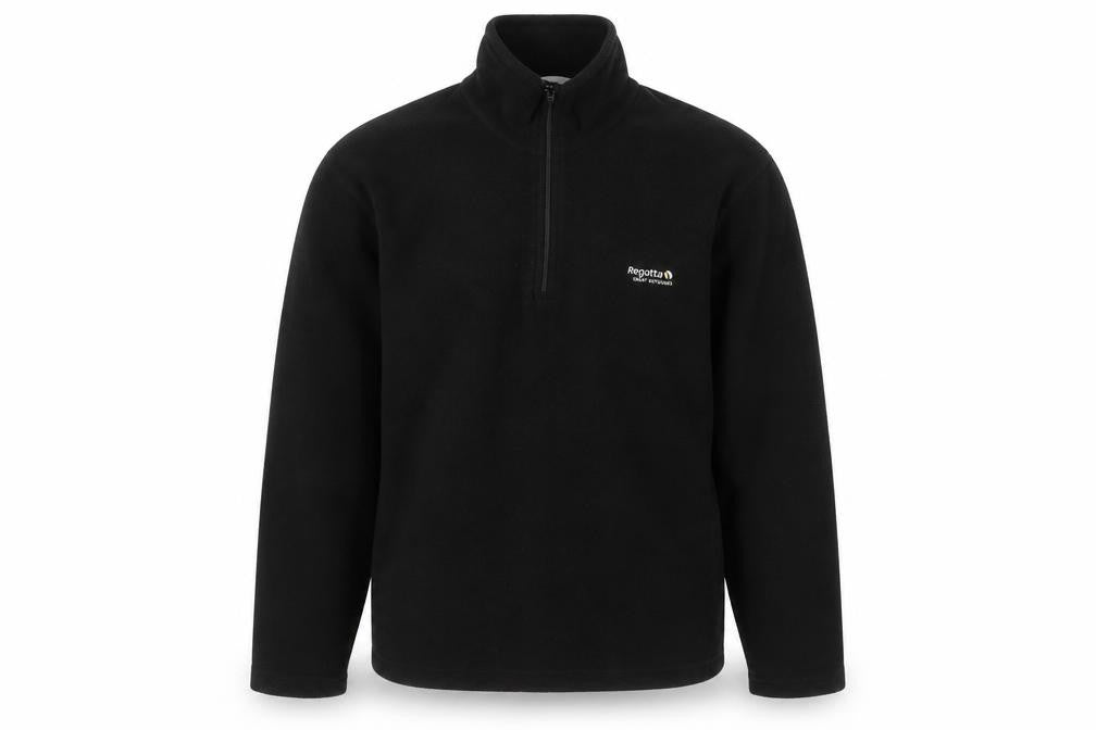 Front view of Regatta Men’s Black Fleece 1/4 Zip Pullover Sweatshirt, size M