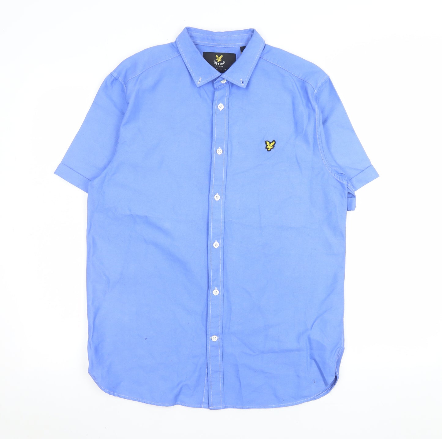 Lyle & Scott Men's Blue Short Sleeve Button-Up Cotton Shirt M