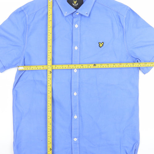 Lyle & Scott Men's Blue Short Sleeve Button-Up Cotton Shirt M