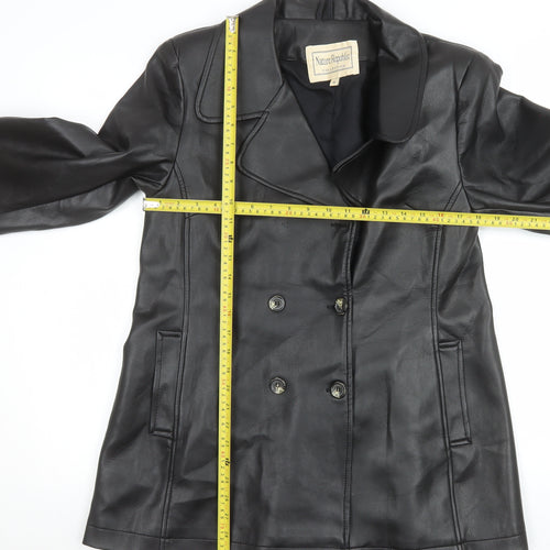Nature Republic Women's Black Faux Leather Pea Coat Size 14