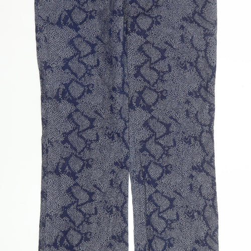 Aftershock Womens Blue Animal Print Straight Leg Trousers Size M