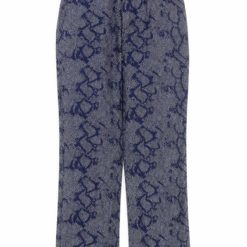 Aftershock Womens Blue Animal Print Straight Leg Trousers Size M