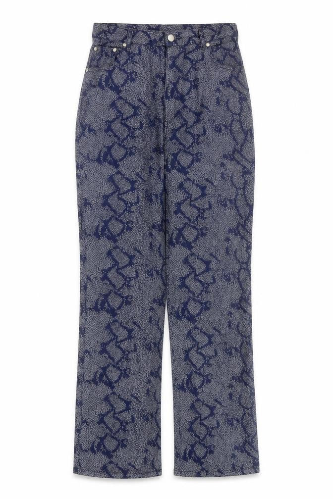 Aftershock Womens Blue Animal Print Straight Leg Trousers Size M