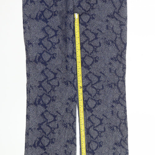 Aftershock Womens Blue Animal Print Straight Leg Trousers Size M