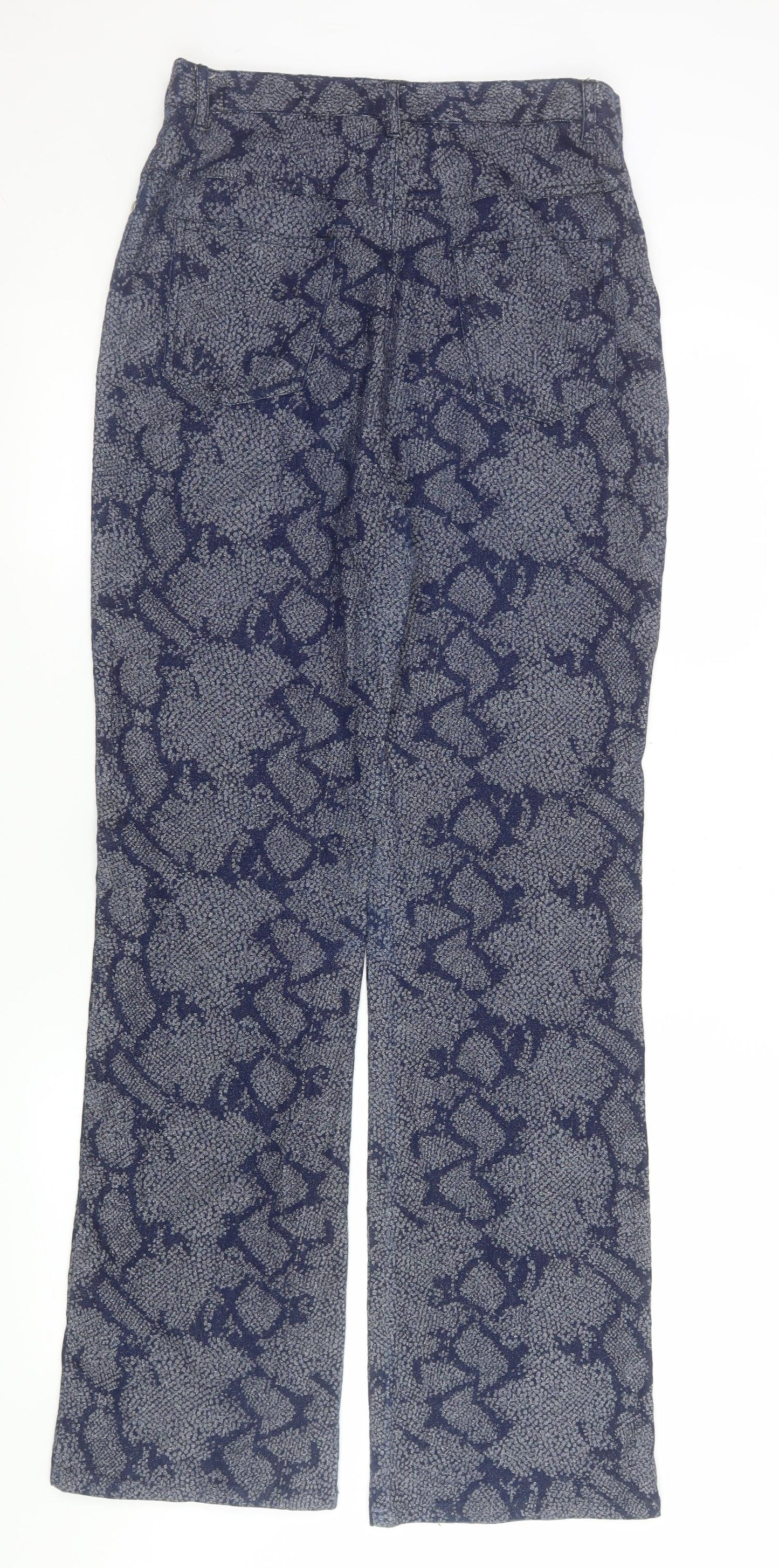 Aftershock Womens Blue Animal Print Straight Leg Trousers Size M