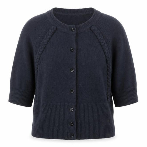 Jackpot Womens Black Angora Blend Crew Neck 3/4 Sleeve Cardigan M