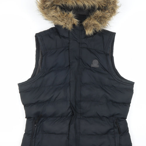 TOG24 Women's Black Size 10 Hooded Puffer Waistcoat Gilet