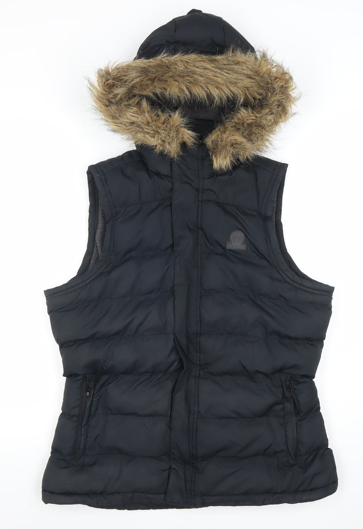 TOG24 Women's Black Size 10 Hooded Puffer Waistcoat Gilet
