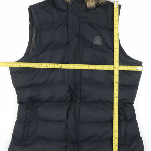 TOG24 Women's Black Size 10 Hooded Puffer Waistcoat Gilet