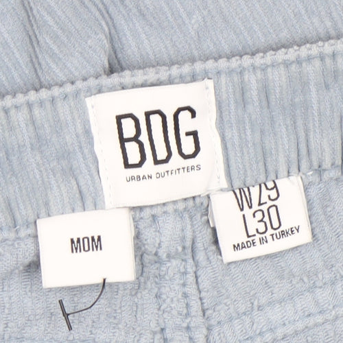 BDG Urban Outfitters Women's Blue Mom Corduroy Trousers W29 L30 Cotton