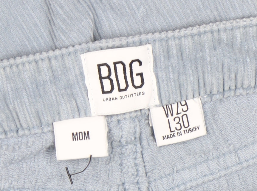 BDG Urban Outfitters Women's Blue Mom Corduroy Trousers W29 L30 Cotton