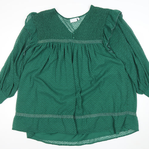 ASOS Design Women’s Green Smocked V-Neck Fit & Flare Dress Size 16
