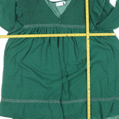 ASOS Design Women’s Green Smocked V-Neck Fit & Flare Dress Size 16