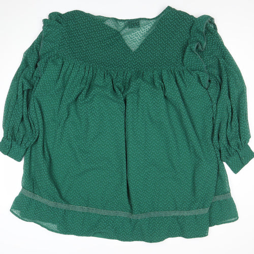 ASOS Design Women’s Green Smocked V-Neck Fit & Flare Dress Size 16