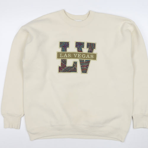 Lee Mens Beige XL Las Vegas Embroidered Fleece Sweatshirt