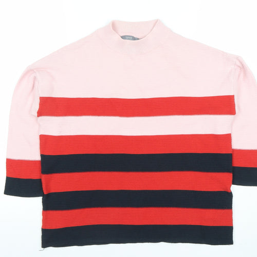 Bonuna Women's Multicoloured Striped Mock Neck Knit Jumper Size S