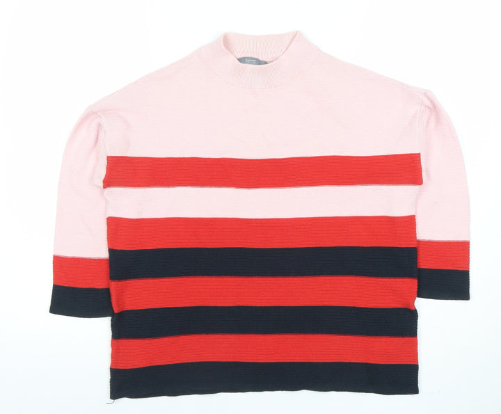 Bonuna Women's Multicoloured Striped Mock Neck Knit Jumper Size S