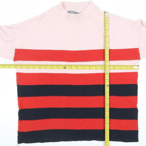 Bonuna Women's Multicoloured Striped Mock Neck Knit Jumper Size S