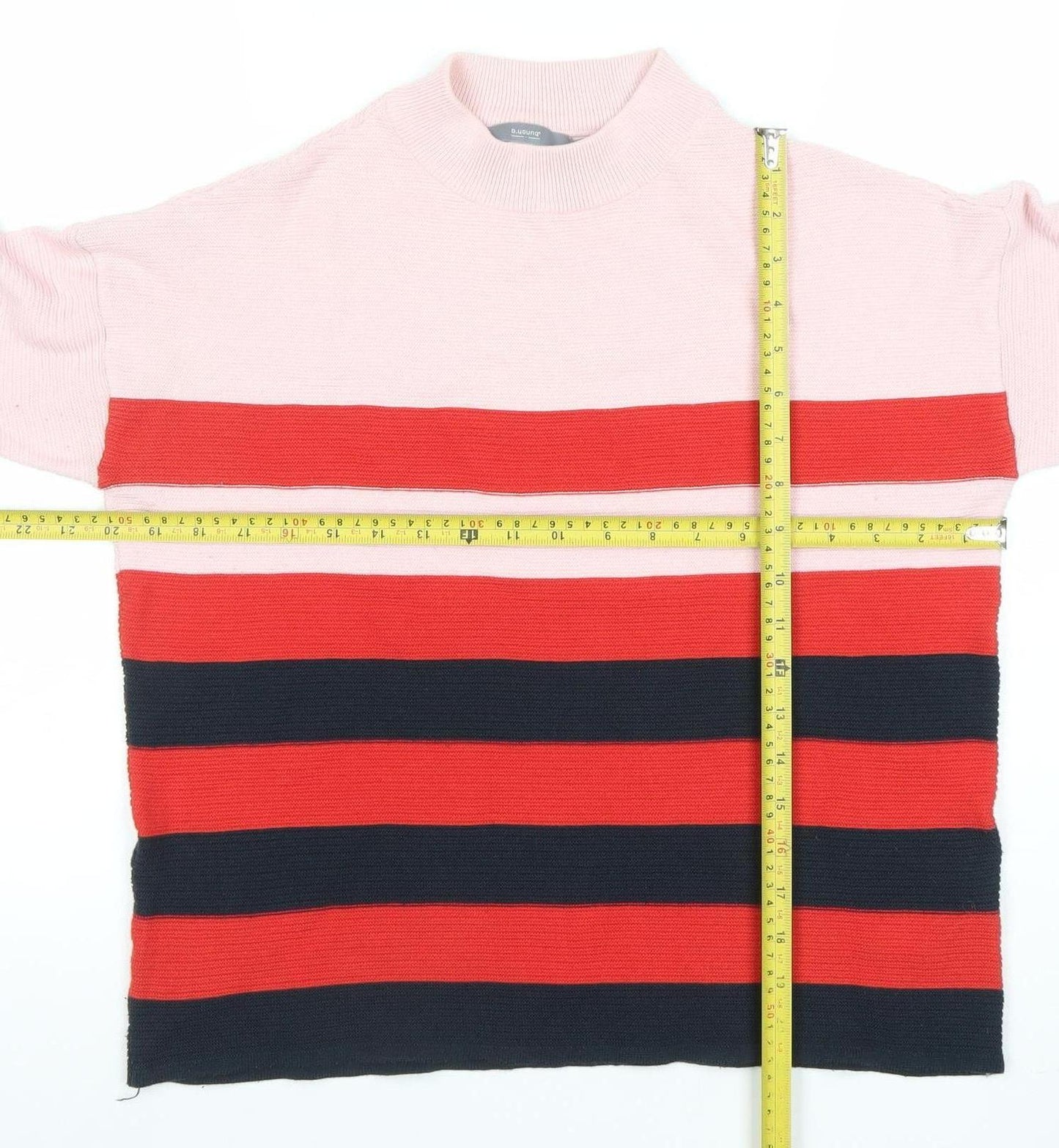 Bonuna Women's Multicoloured Striped Mock Neck Knit Jumper Size S