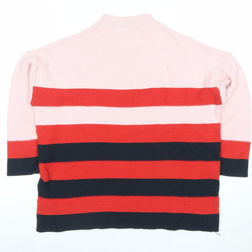 Bonuna Women's Multicoloured Striped Mock Neck Knit Jumper Size S