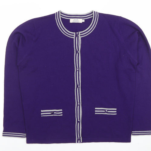 Honor Millburn Women's Purple Crew Neck Button Cardigan M