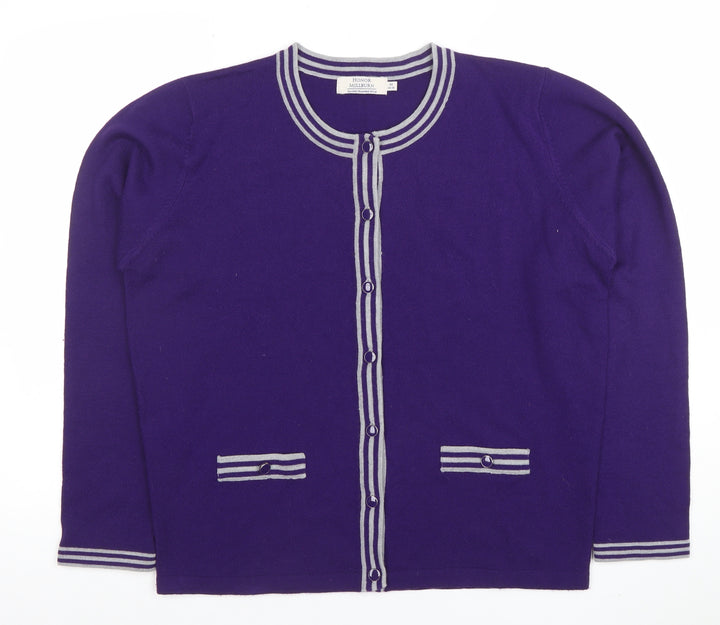 Honor Millburn Women's Purple Crew Neck Button Cardigan M