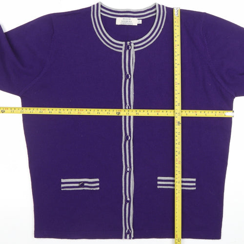 Honor Millburn Women's Purple Crew Neck Button Cardigan M