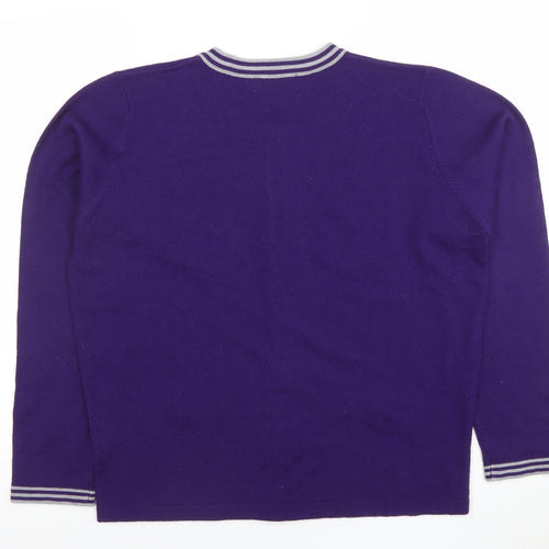 Honor Millburn Women's Purple Crew Neck Button Cardigan M