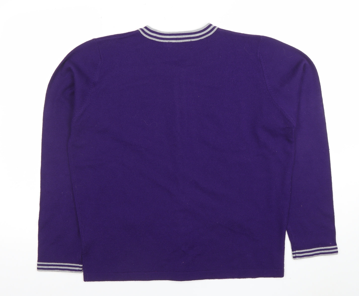 Honor Millburn Women's Purple Crew Neck Button Cardigan M